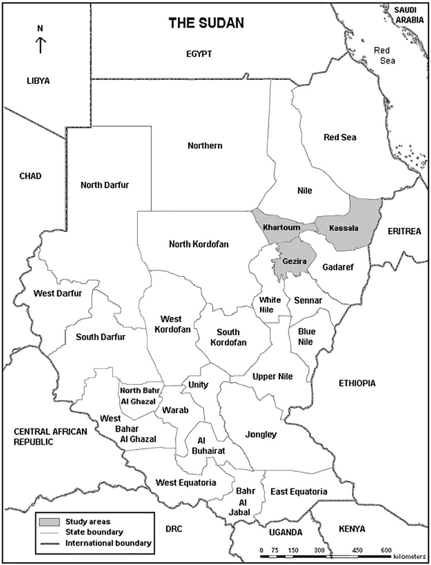 Printable Sudan State Map