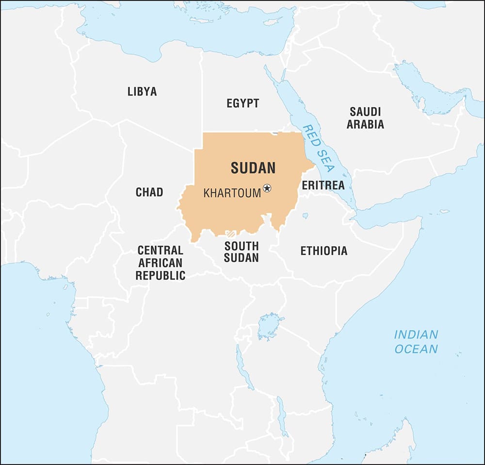 Printable Sudan World Map