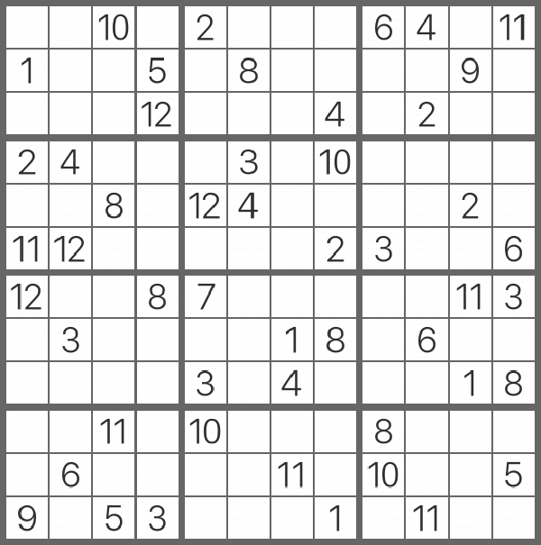 Printable Sudoku 12x12 Puzzle - Sheet 5