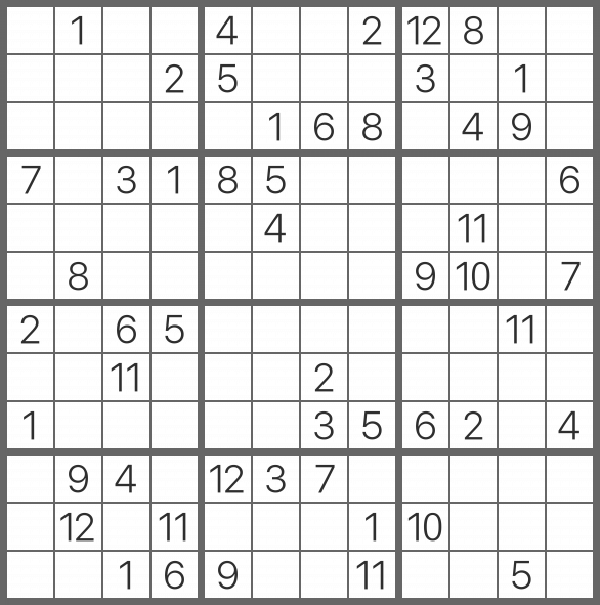 Printable Sudoku 12x12 - Sheet 10