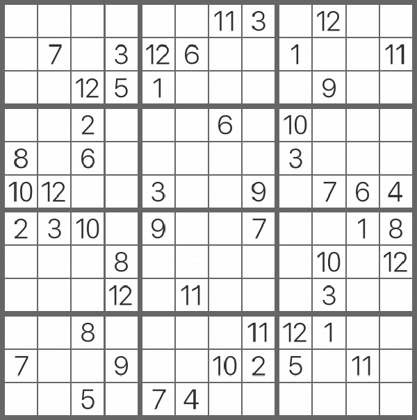 Printable Sudoku 12x12 - Sheet 4