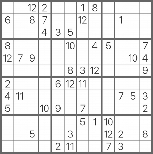 Printable Sudoku 12x12 - Sheet 6