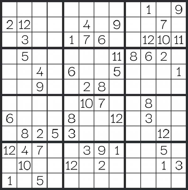 Printable Sudoku 12x12 - Sheet 8