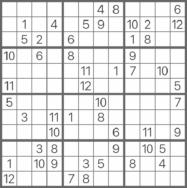 Printable Sudoku 12x12 - Sheet 9