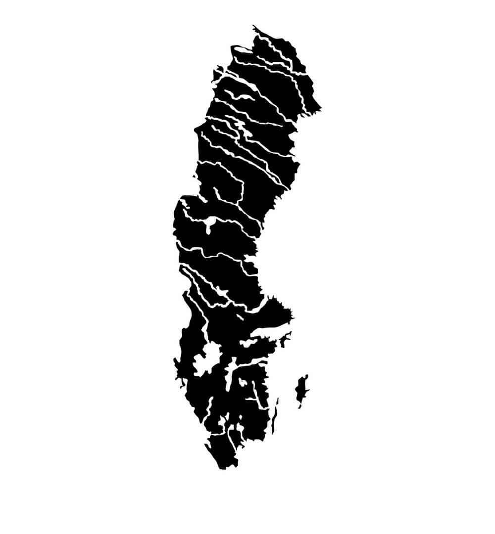 Printable Sweden Map Icon Black Color Flat
