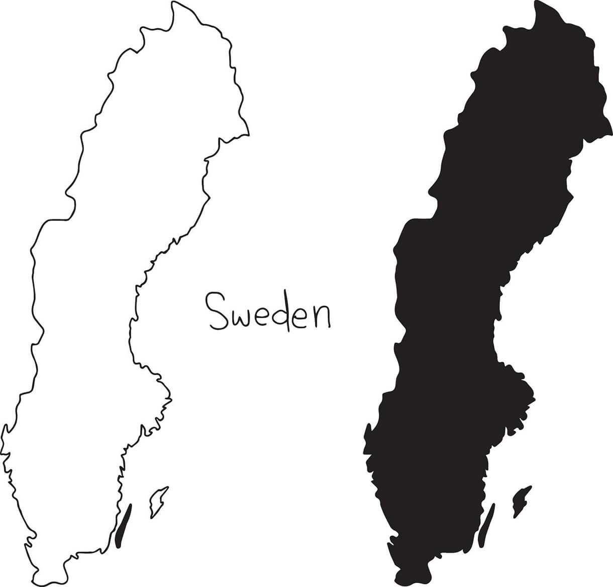 Printable Sweden Map Outline And Silhouette