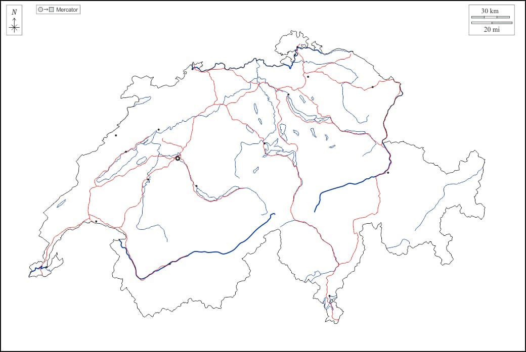 Printable Switzerland Map Base Outline