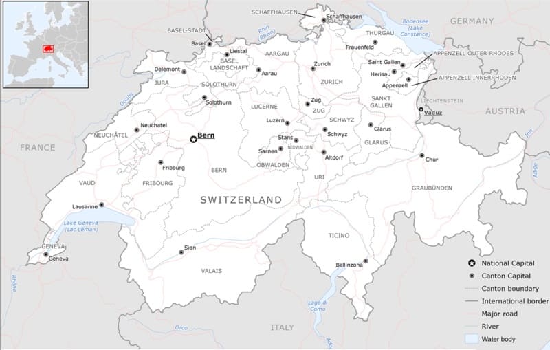 Printable Switzerland Map Base
