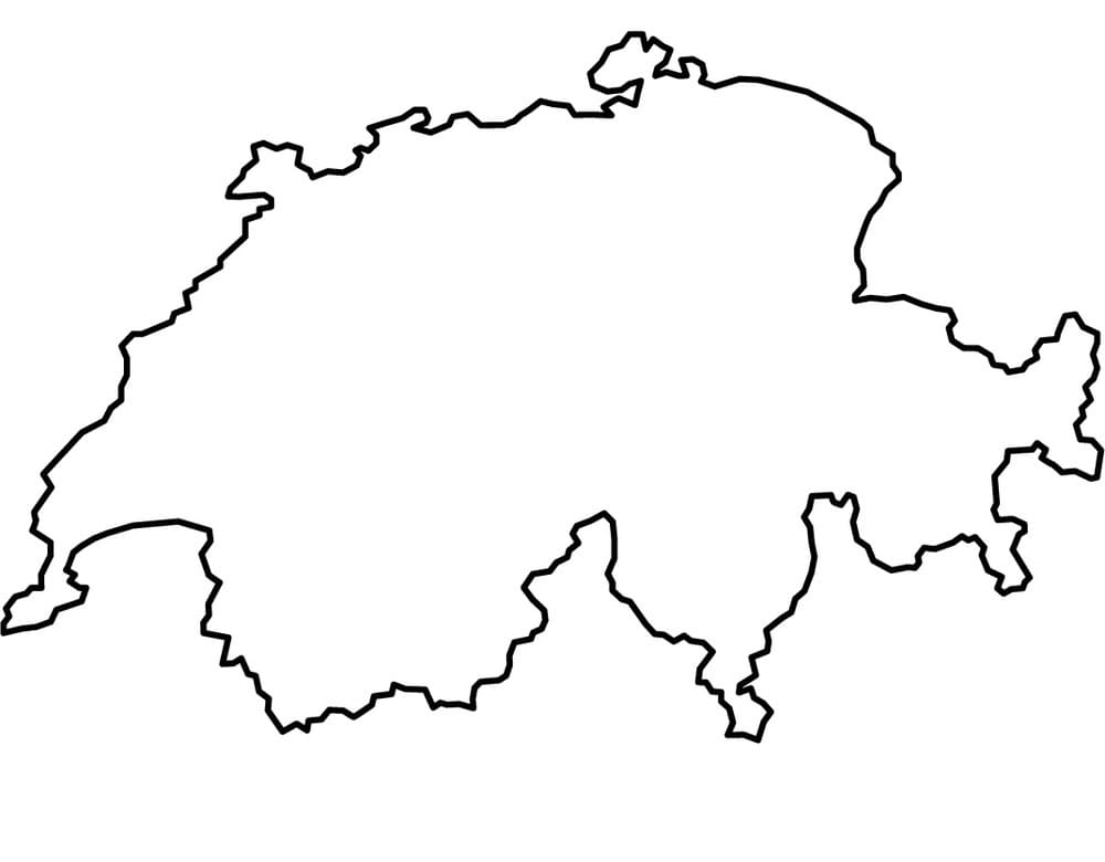 Printable Switzerland Map Black Contour Curves