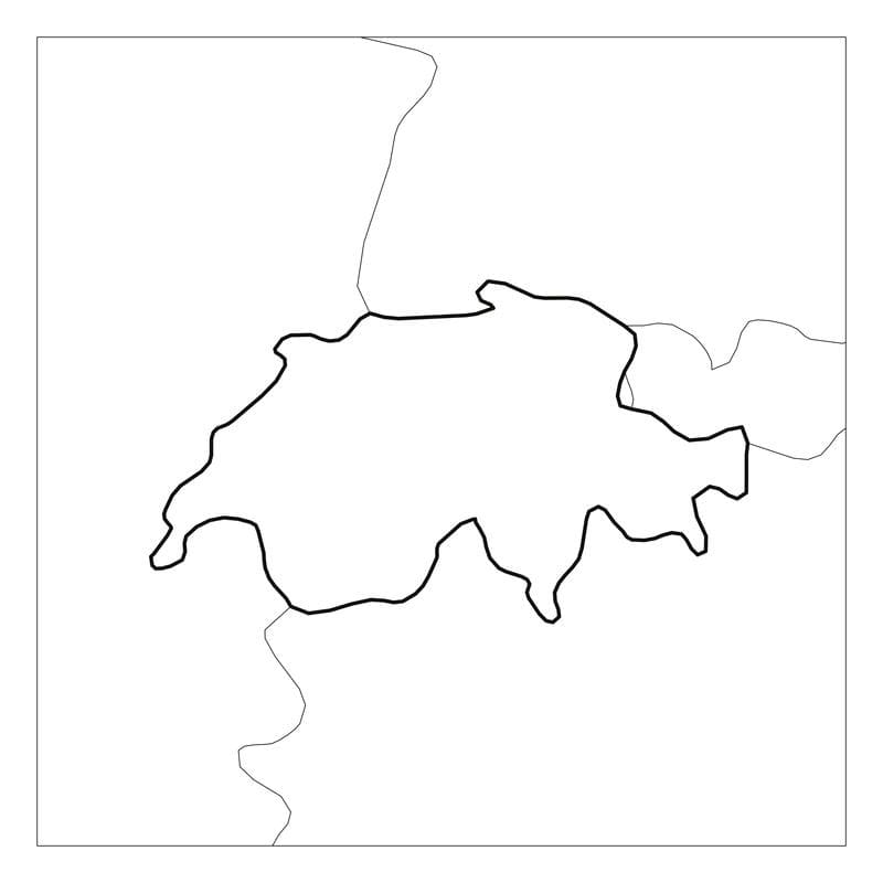 Printable Switzerland Map Black Thick Outline