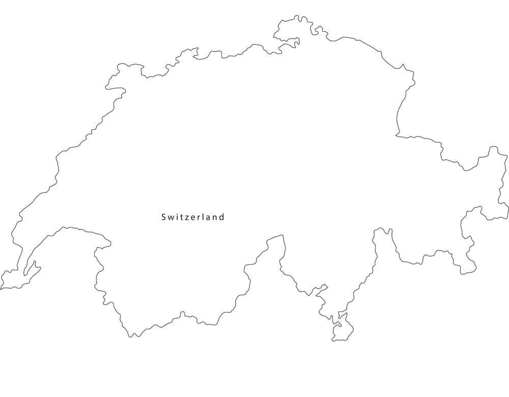 Printable Switzerland Map Black White Outline