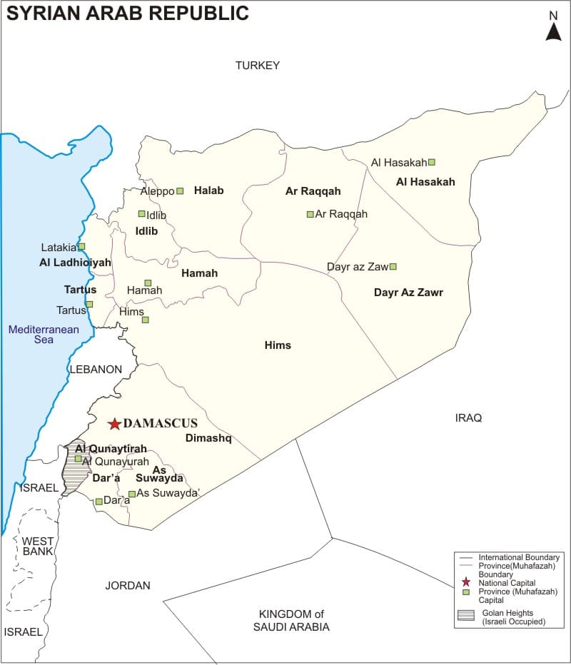 Printable Syria Map Cities