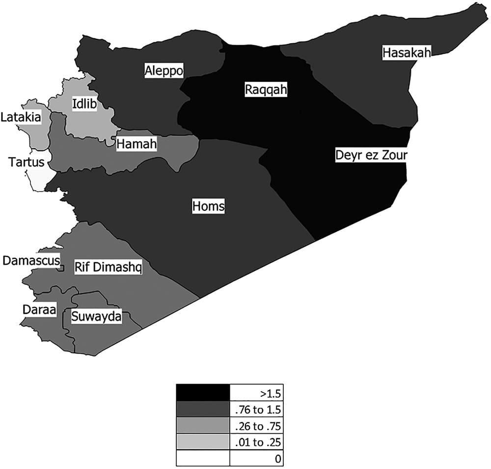 Printable Syria Region Map