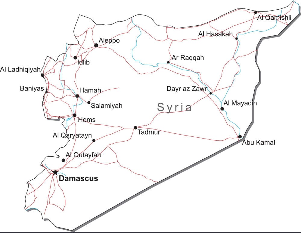 Printable Syria States Map