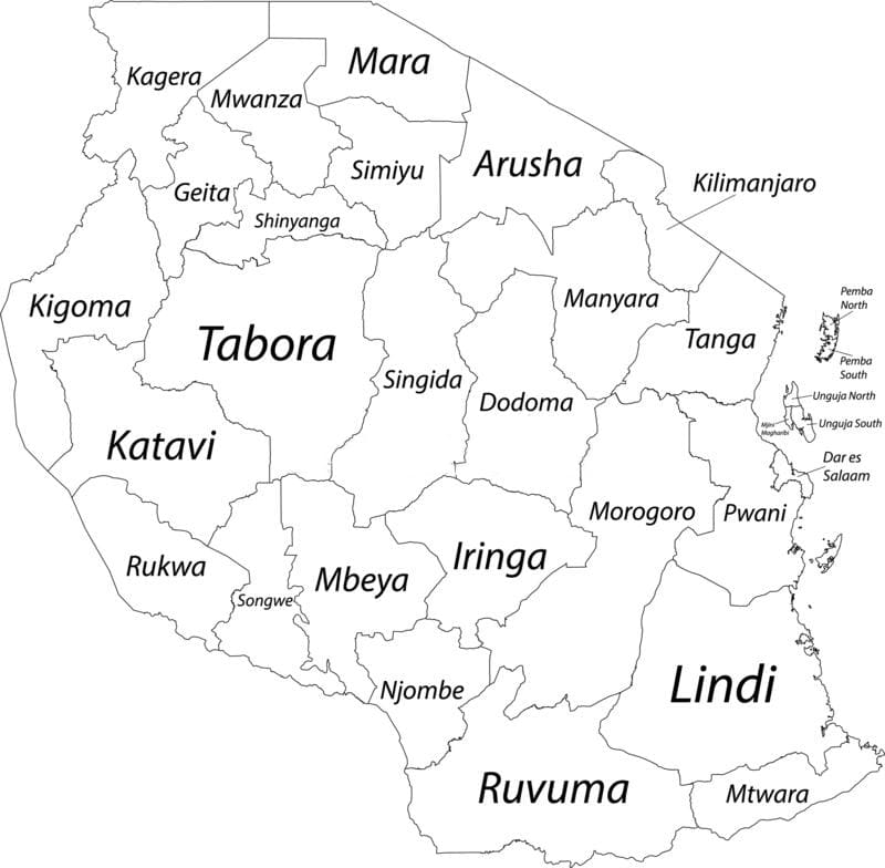 Printable Tanzania Map Cities
