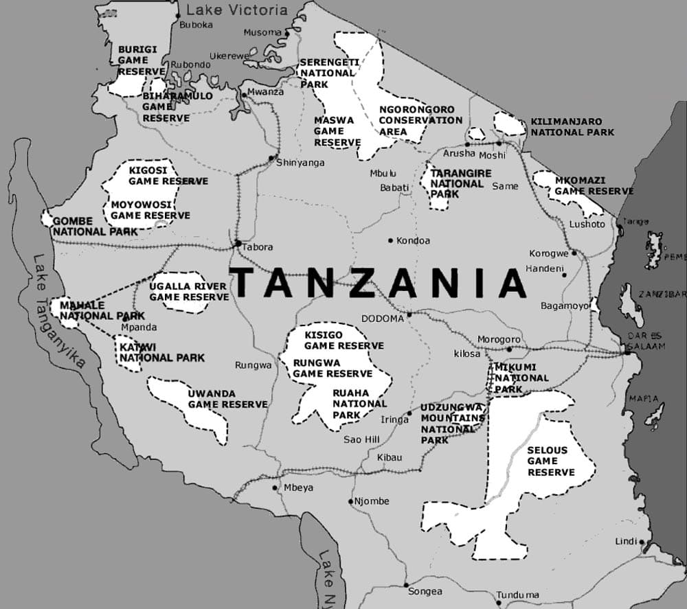Printable Tanzania On The Map