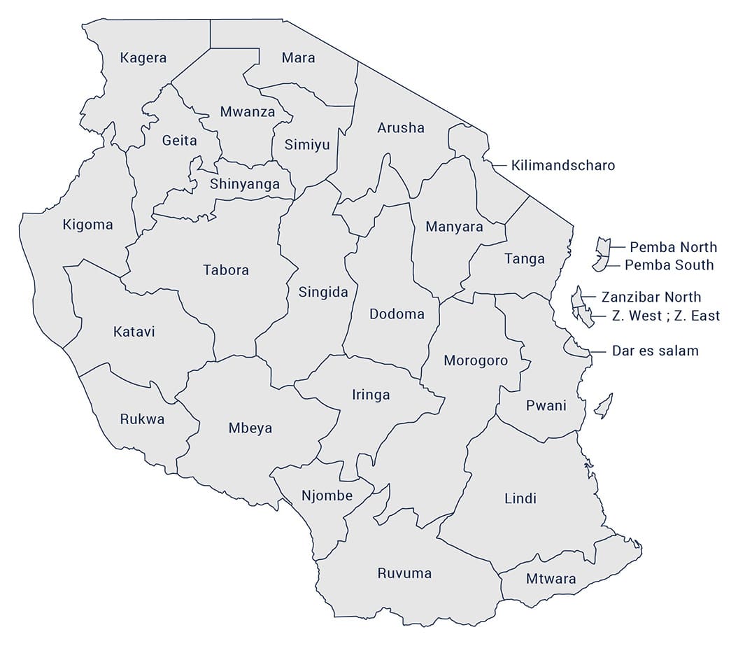Printable Tanzania Religion Map