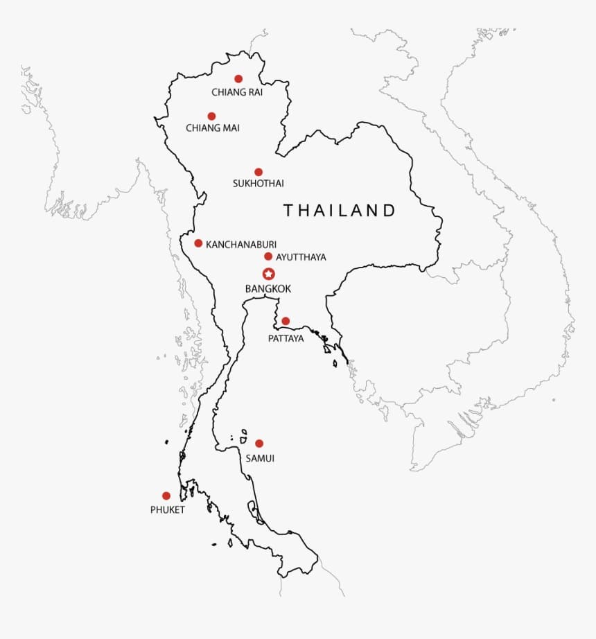 Printable Thailand Map Asia