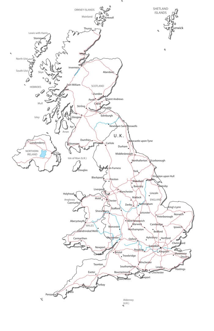 Printable The United Kingdom Map
