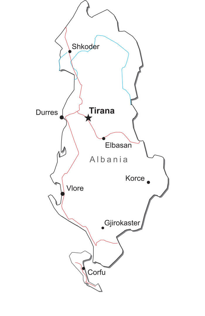 Printable Tirana Albania Map