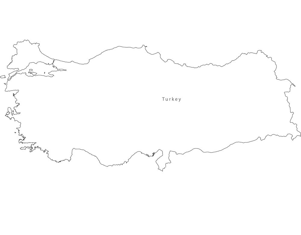 Printable Turkey Map Black White Outline