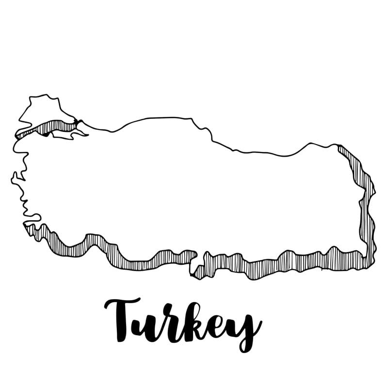 Printable Turkey Map Hand Drawn