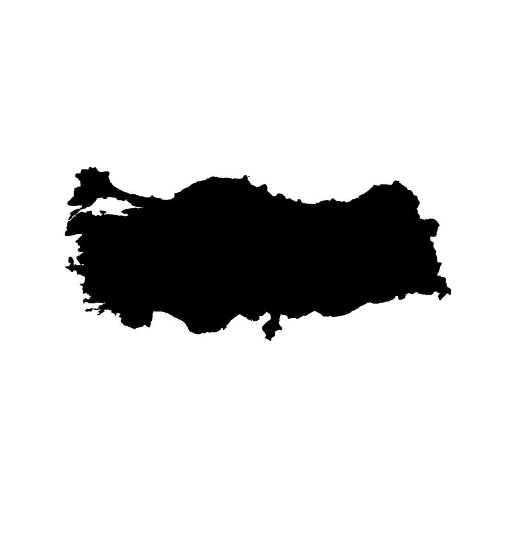 Printable Turkey Map Isolated Black