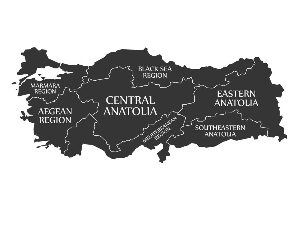 Printable Turkey Map Labelled Black In English Language