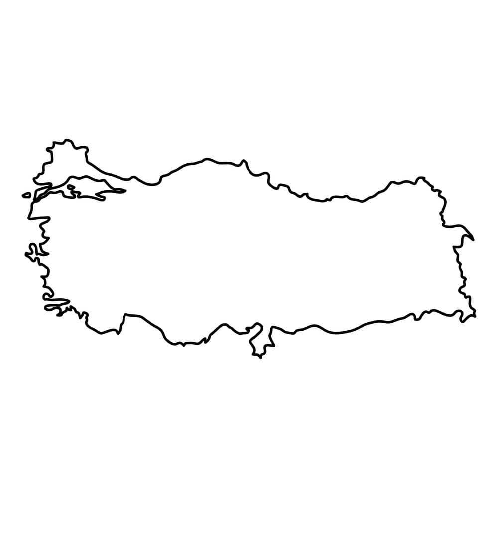 Printable Turkey Map Of Black Contour Curves
