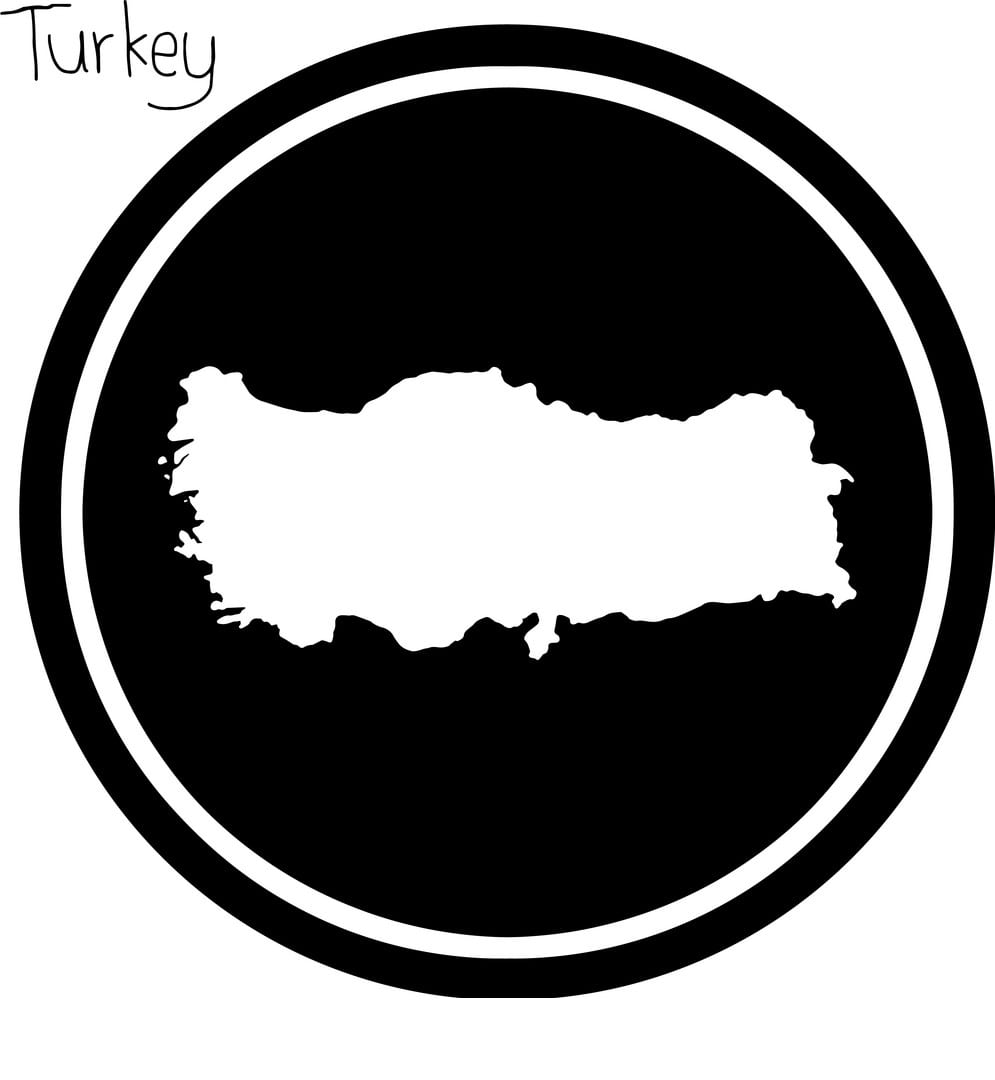 Printable Turkey Map On Black Circle