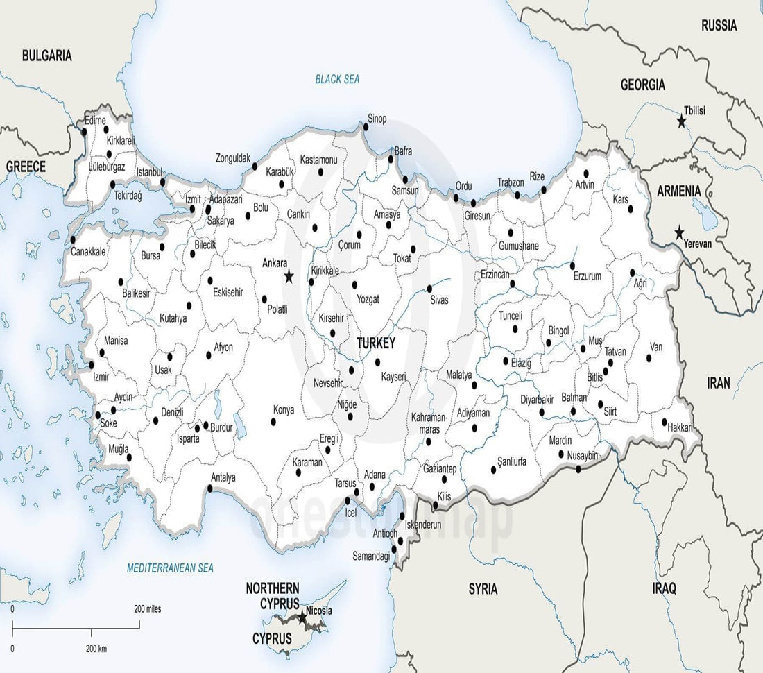 Printable Turkey Map Political