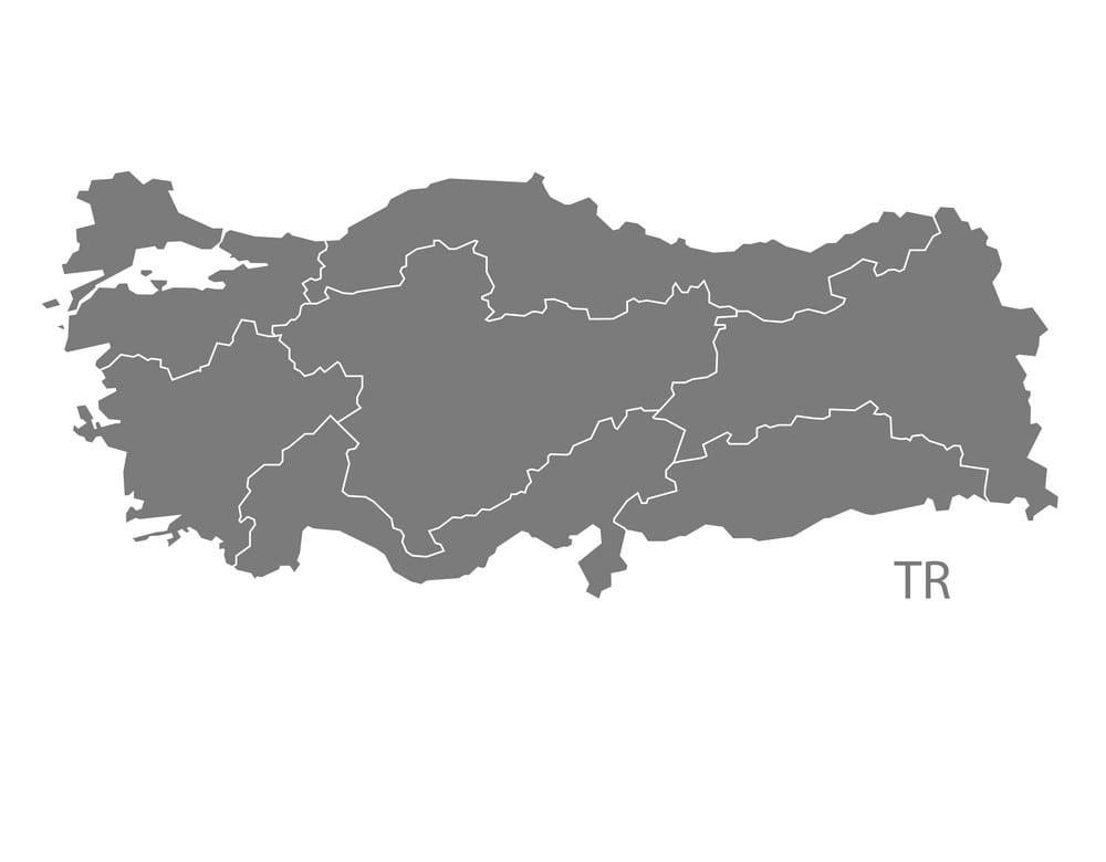 Printable Turkey Map With Regions Grey
