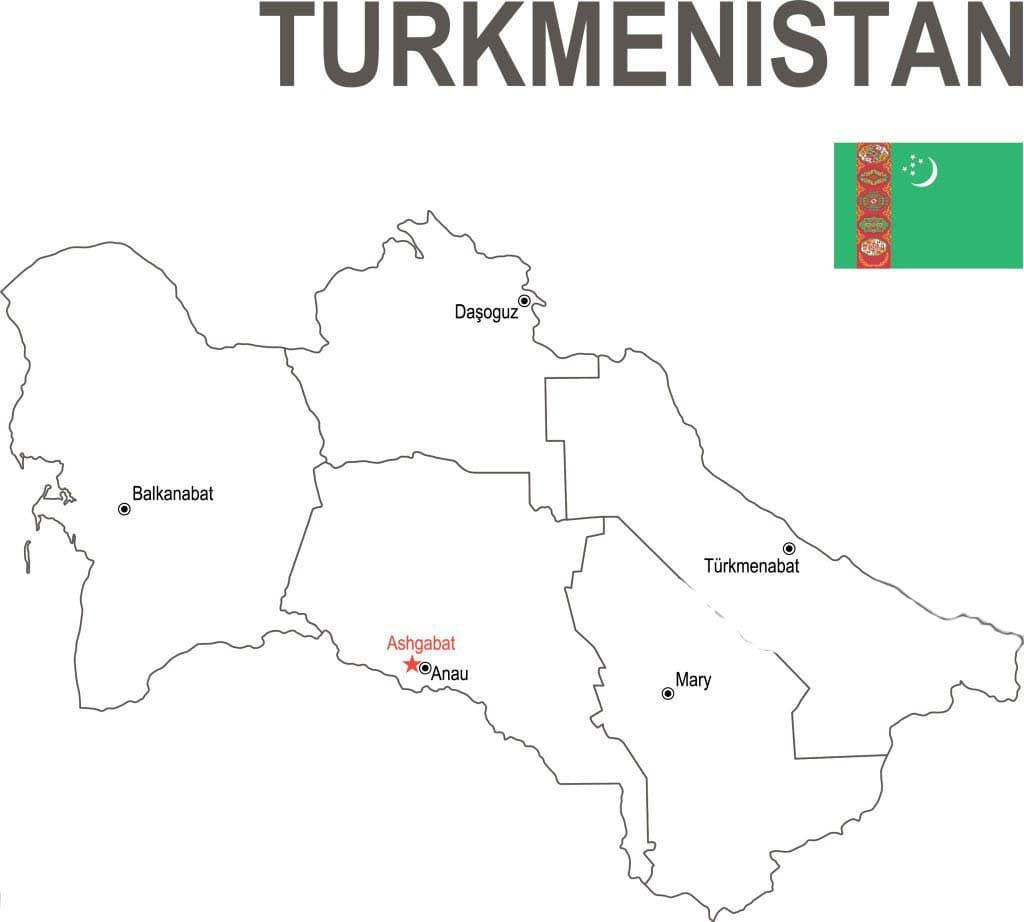 Printable Turkmenistan Capital City Map
