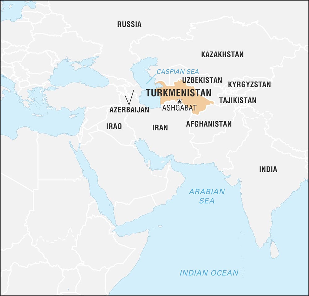 Printable Turkmenistan Map World