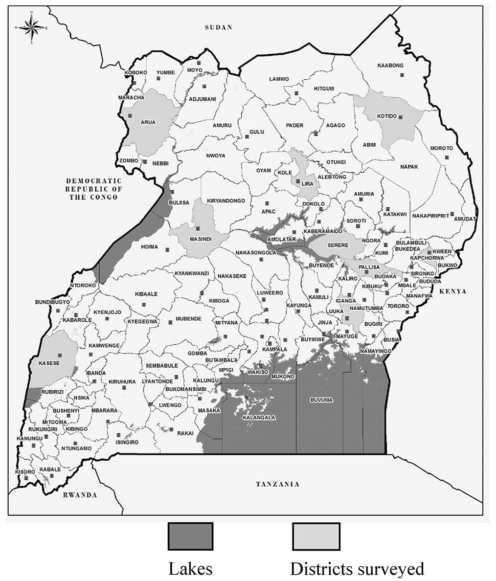 Printable Uganda Map Showing Lakes