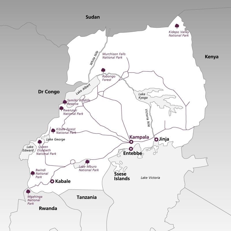 Printable Uganda Map With Cities