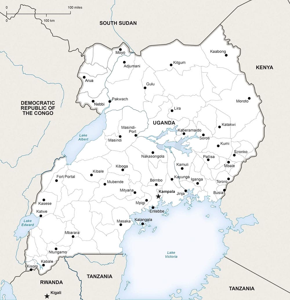Printable Uganda Map With Provinces