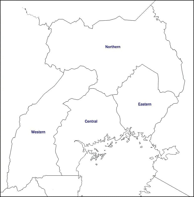 Printable Uganda Map With Regions
