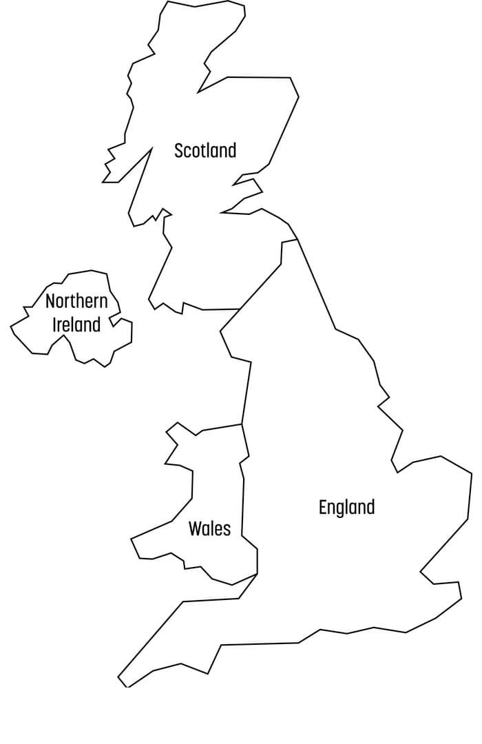 Printable United Kingdom Map Countries