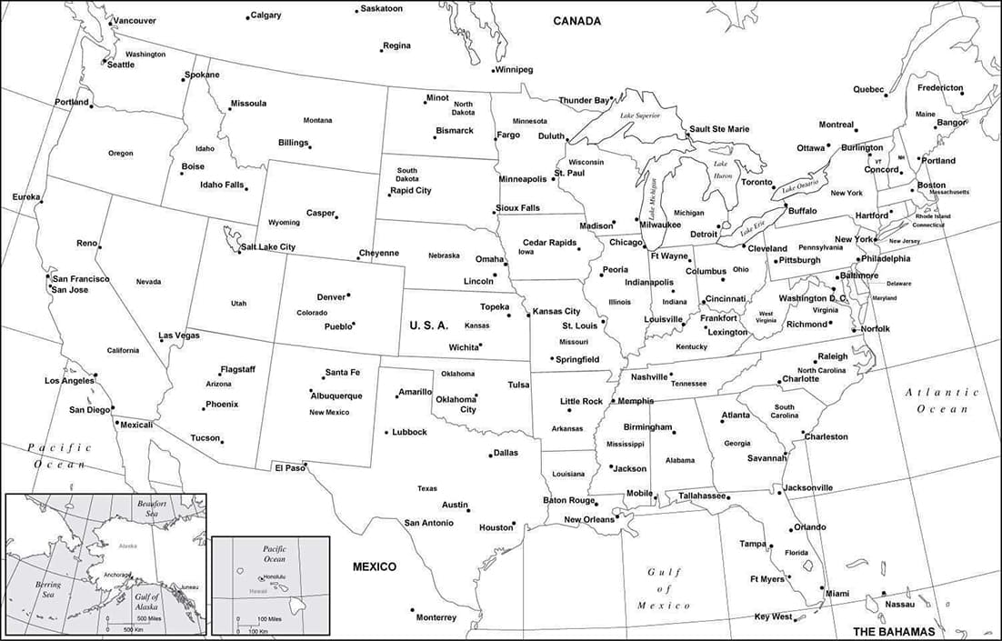 Printable United States Map With Capitals