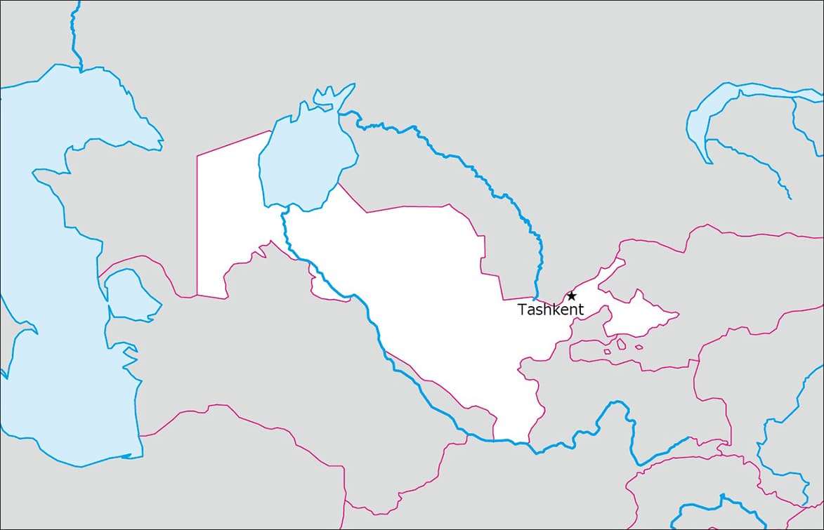 Printable Uzbekistan Map On World Map