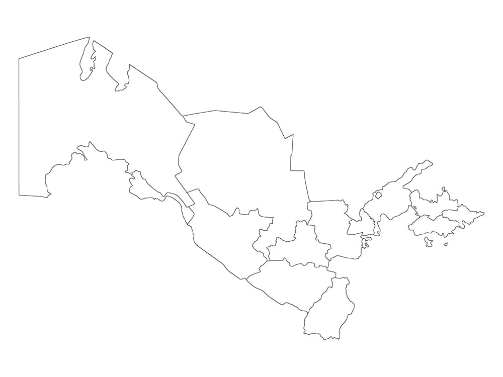 Printable Uzbekistan Map Outline