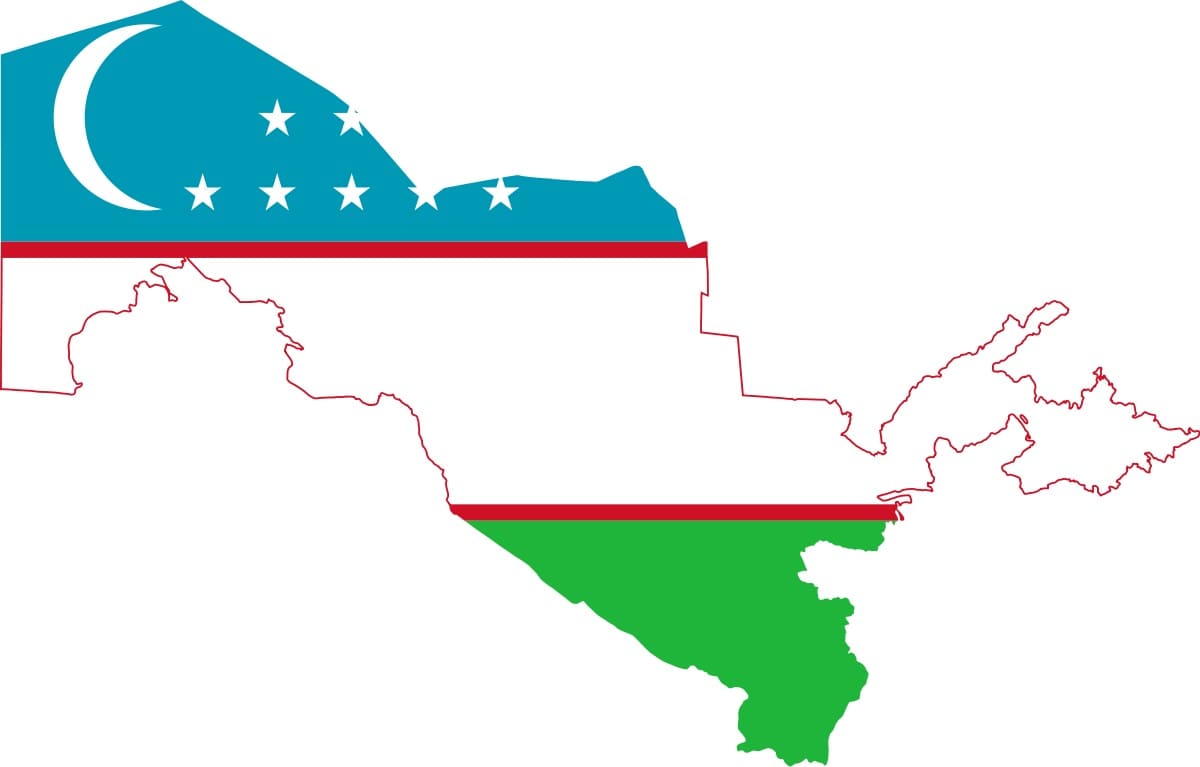 Printable Uzbekistan Map With Flag