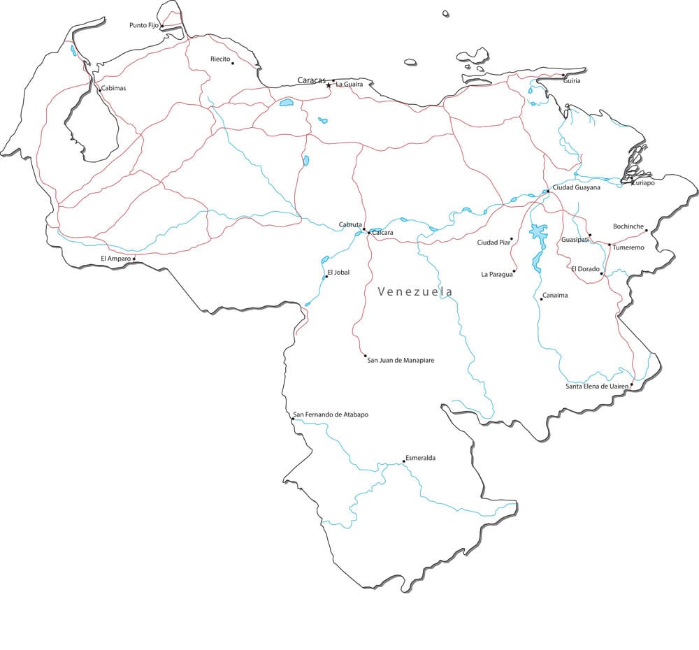 Printable Venezuela Capital Map