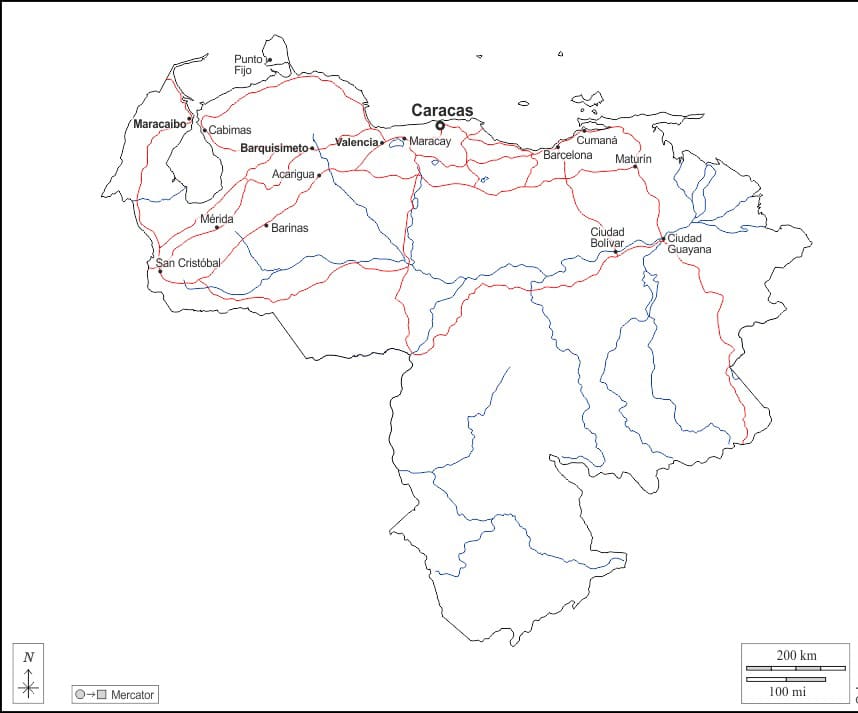 Printable Venezuela Map Outline