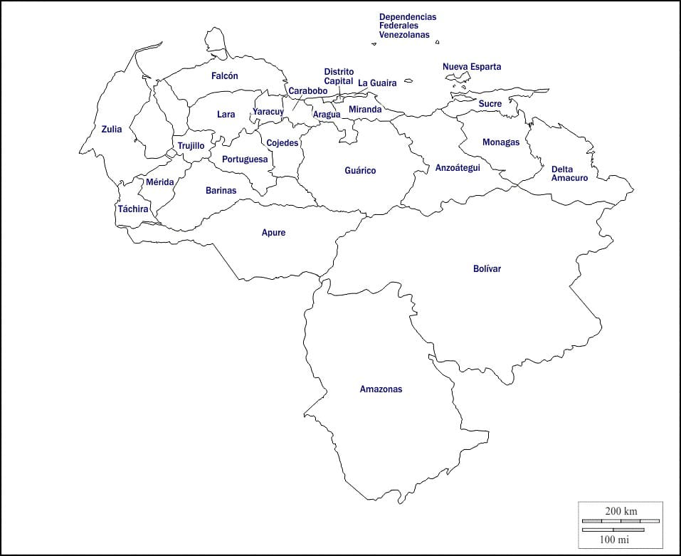 Printable Venezuela Outline Map