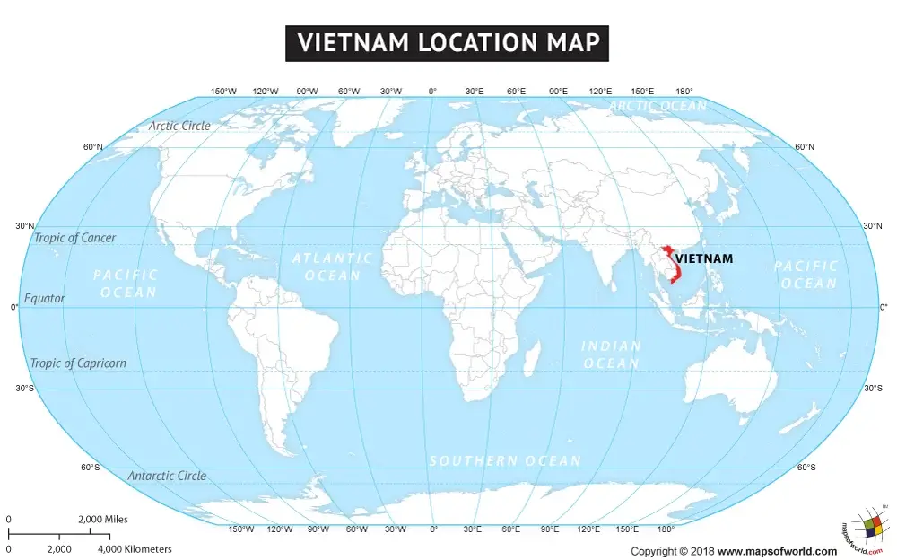Printable Vietnam Map Location 2