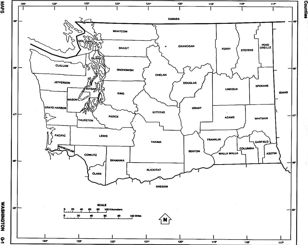 Printable Washington Counties Map