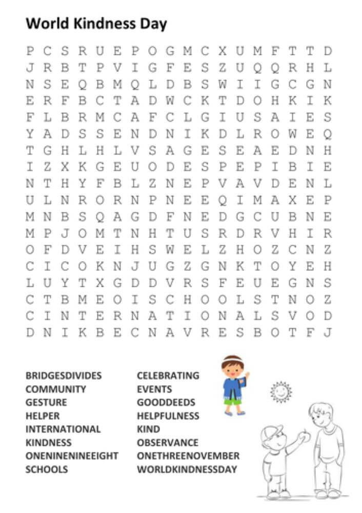 Printable World Kindness Day Word Search