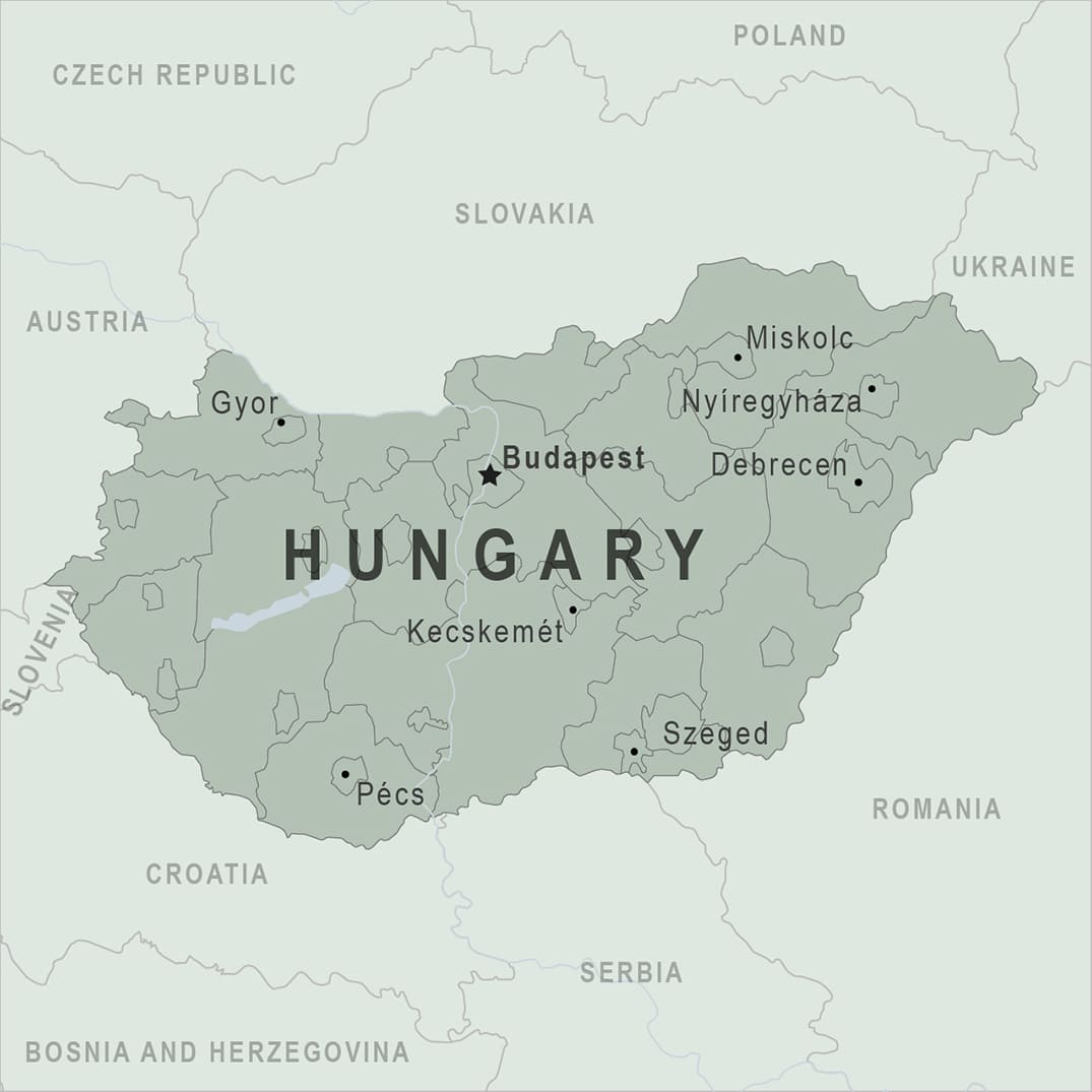 Printable World Map Hungary Location